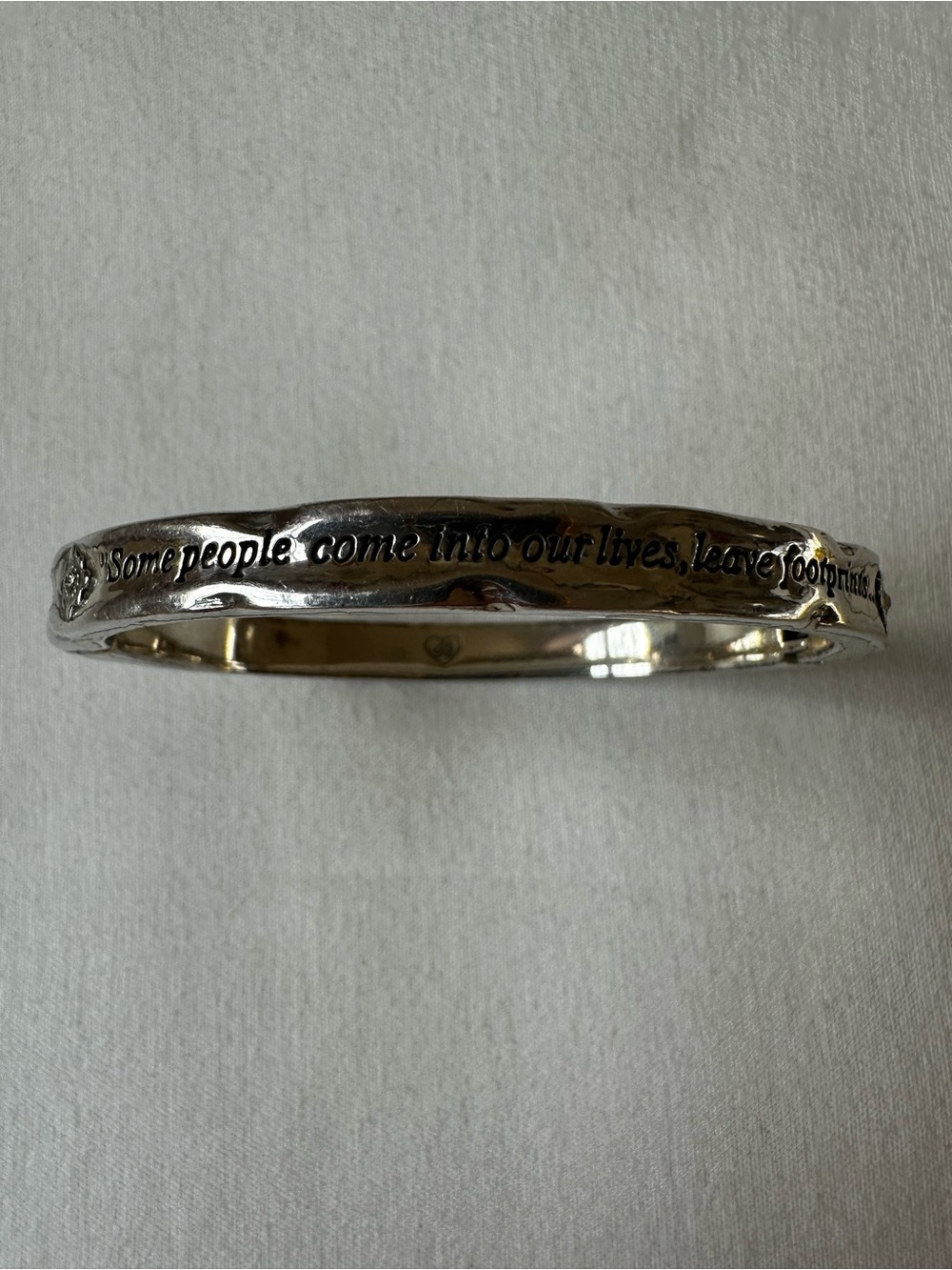 BRIGHTON Silver Tone Hinged Bangle Bracelet Inspirational Quote Friendship